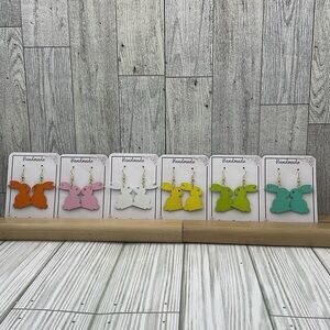 Handmade wooden Easter bunny earrings